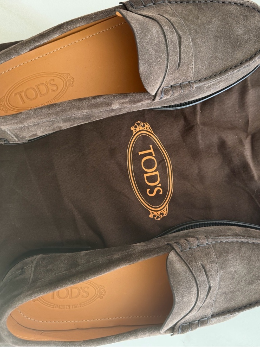 Tod's Gray Suede Penny Loafers